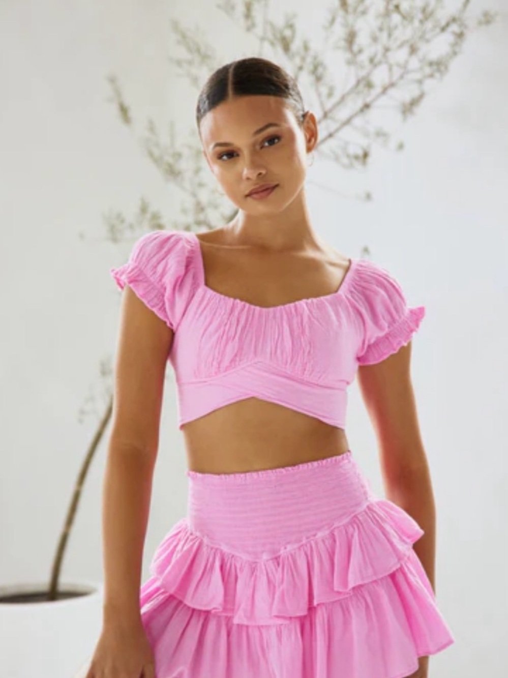 Blanco By Nature Lola crop top set in pink, small